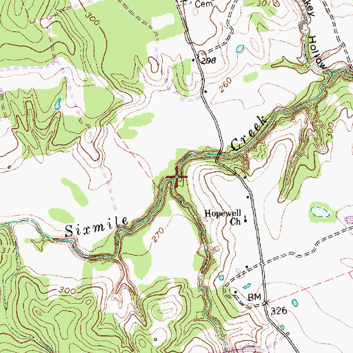 Topographic Map of Bailey Hollow, TX