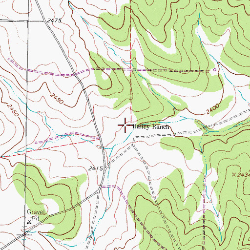 Topographic Map of Bailey Ranch, TX