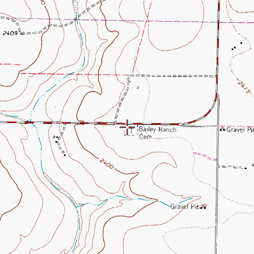 Topographic Map of Bailey Ranch Cemetery, TX