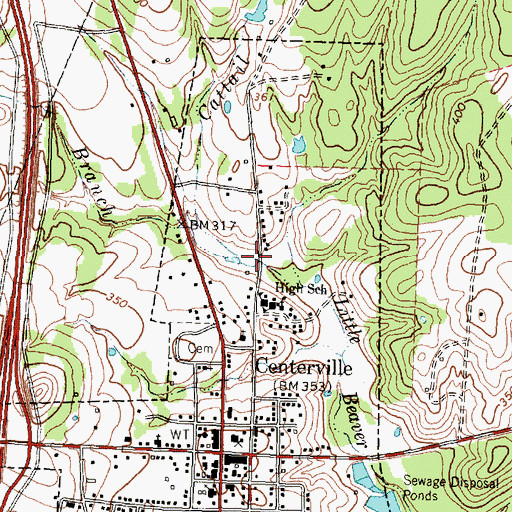 Topographic Map of Bain Branch, TX