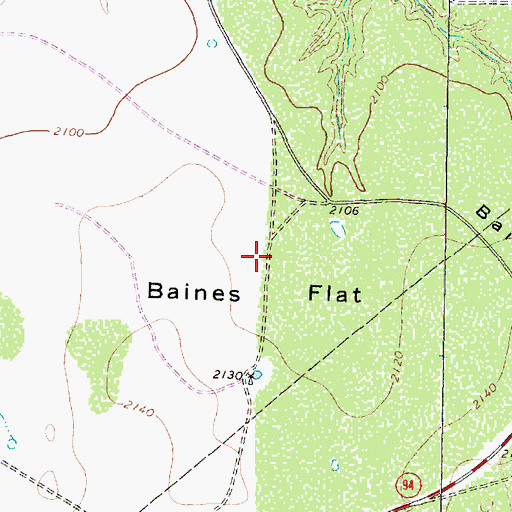 Topographic Map of Baines Flat, TX