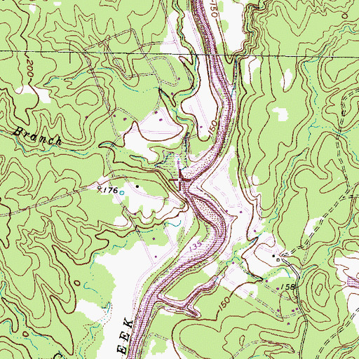 Topographic Map of Baird Branch, TX