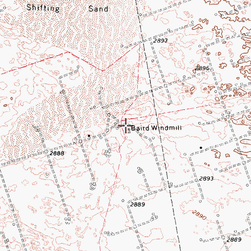 Topographic Map of Baird Windmill, TX