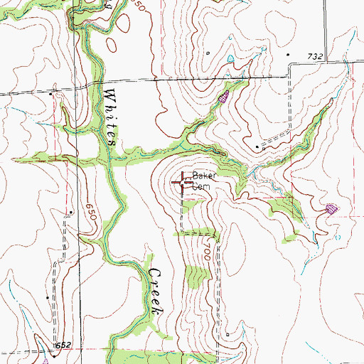 Topographic Map of Baker Cemetery, TX