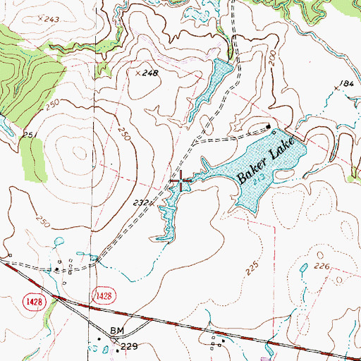 Topographic Map of Baker Lake, TX
