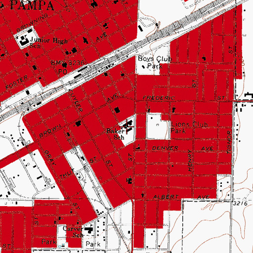 Topographic Map of Baker School, TX