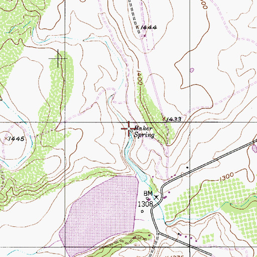 Topographic Map of Baker Spring, TX