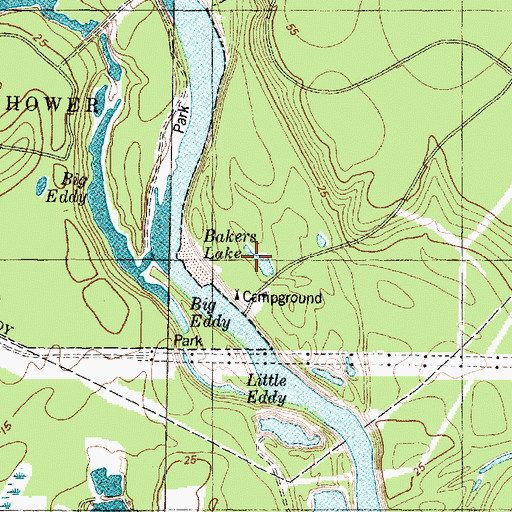 Topographic Map of Bakers Lake, TX