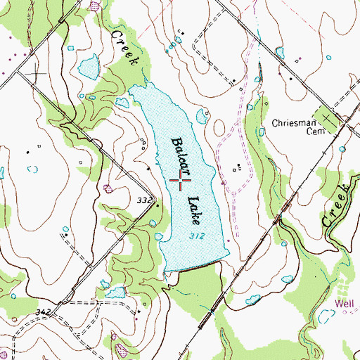 Topographic Map of Balcar Lake, TX