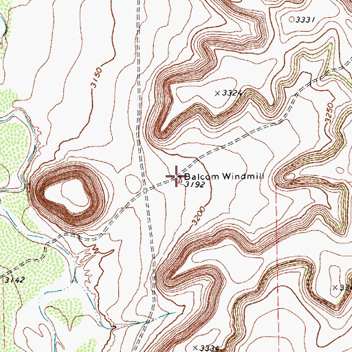 Topographic Map of Balcom Windmill, TX