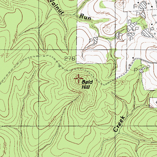 Topographic Map of Bald Hill, TX