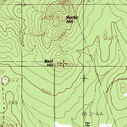 Topographic Map of Bald Hill, TX