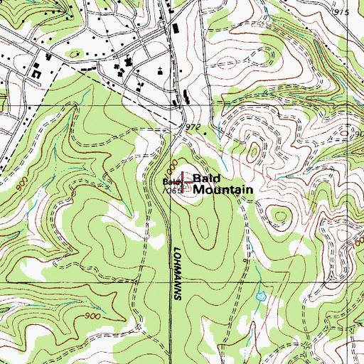 Topographic Map of Bald Mountain, TX