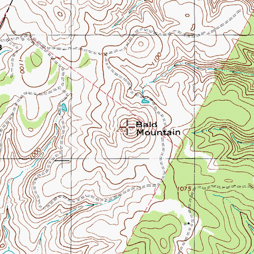 Topographic Map of Bald Mountain, TX