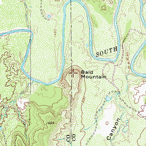 Topographic Map of Bald Mountain, TX