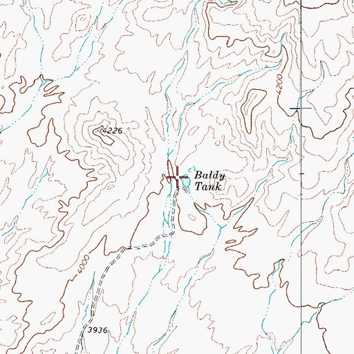 Topographic Map of Baldy Tank, TX