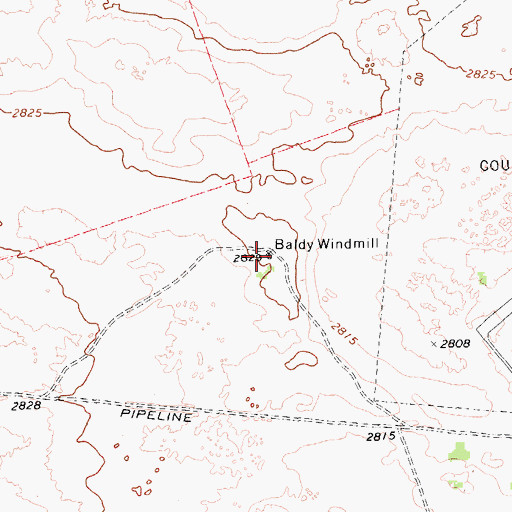 Topographic Map of Baldy Windmill, TX