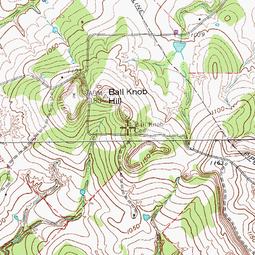 Topographic Map of Ball Knob Cemetery, TX