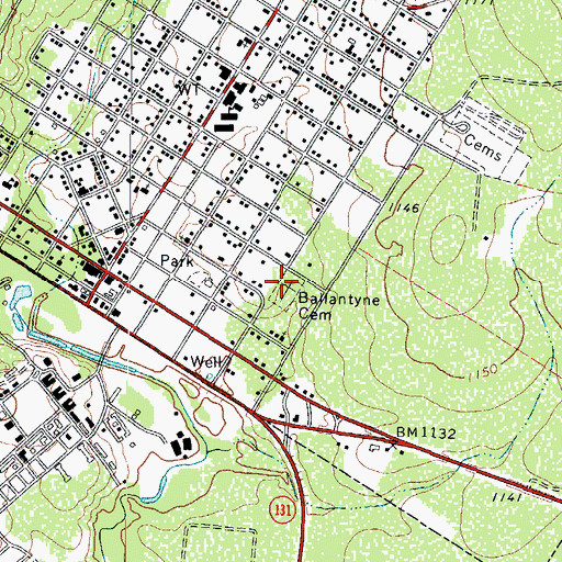 Topographic Map of Ballantyne Cemetery, TX