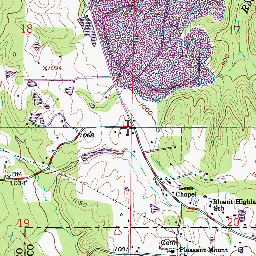 Topographic Map of Pine Mountain, AL