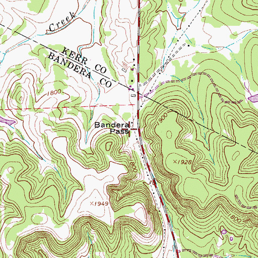 Topographic Map of Bandera Pass, TX
