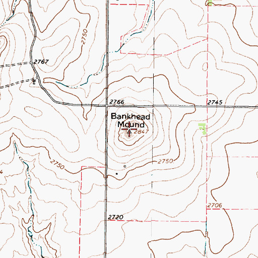 Topographic Map of Bankhead Mound, TX