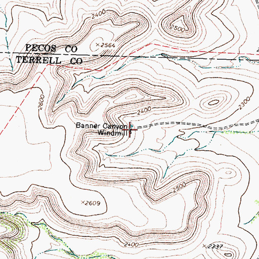 Topographic Map of Banner Canyon Windmill, TX