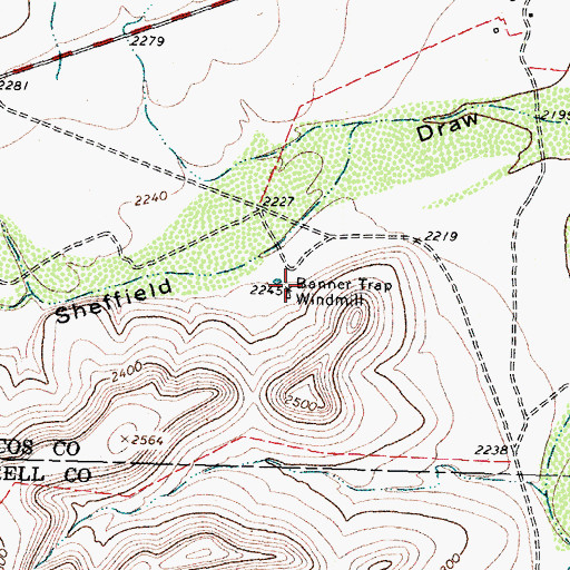 Topographic Map of Banner Trap Windmill, TX
