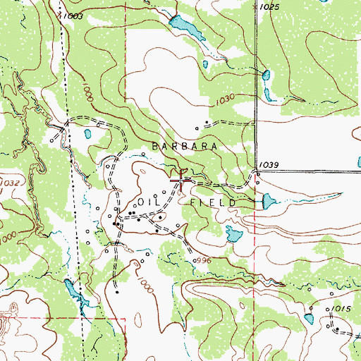 Topographic Map of Barbara Oil Field, TX