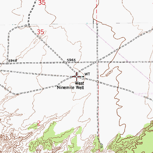 Topographic Map of West Ninemile Well, AZ