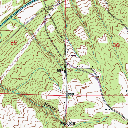 Topographic Map of Red Hill Church, AL