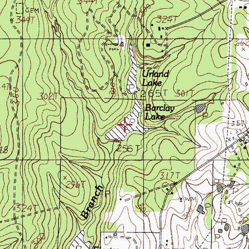 Topographic Map of Barclay Lake, TX