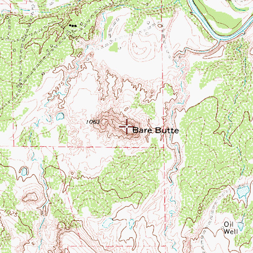 Topographic Map of Bare Butte, TX