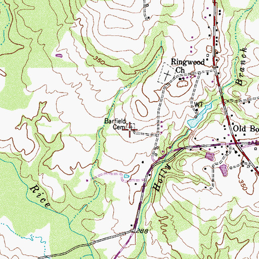 Topographic Map of Barfield Cemetery, TX