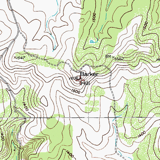 Topographic Map of Barker Hill, TX