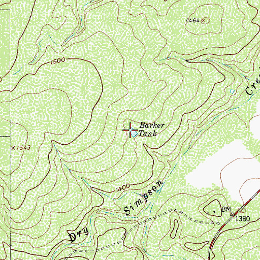 Topographic Map of Barker Tank, TX