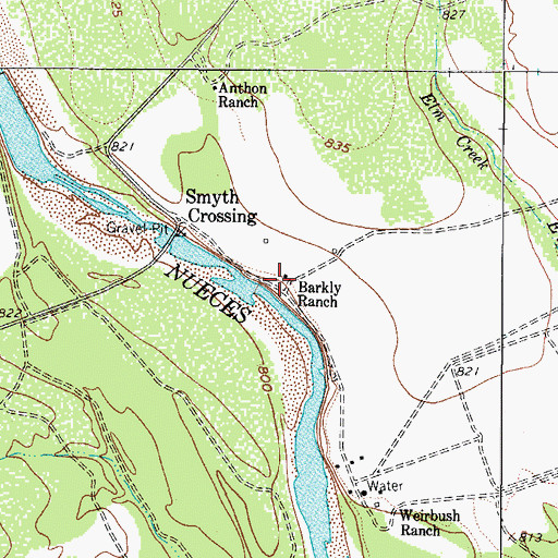 Topographic Map of Barkly Ranch, TX