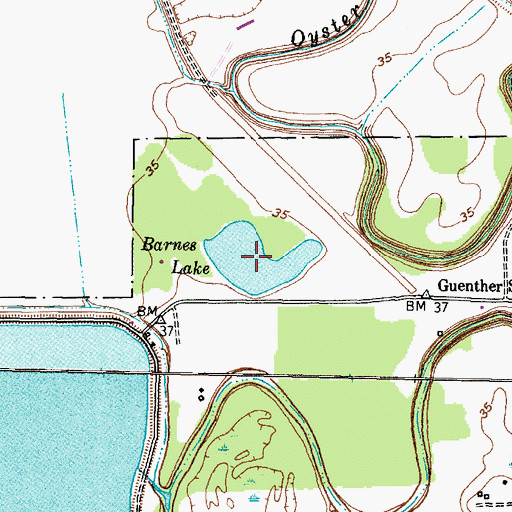 Topographic Map of Barnes Lake, TX