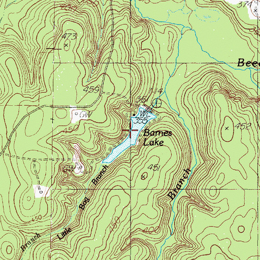 Topographic Map of Barnes Lake, TX