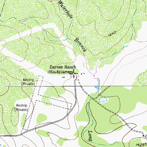 Topographic Map of Barnes Ranch, TX