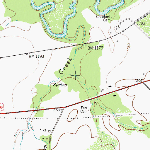 Topographic Map of Barnett Springs Creek, TX