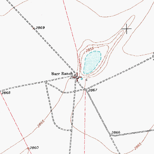Topographic Map of Barr Ranch, TX