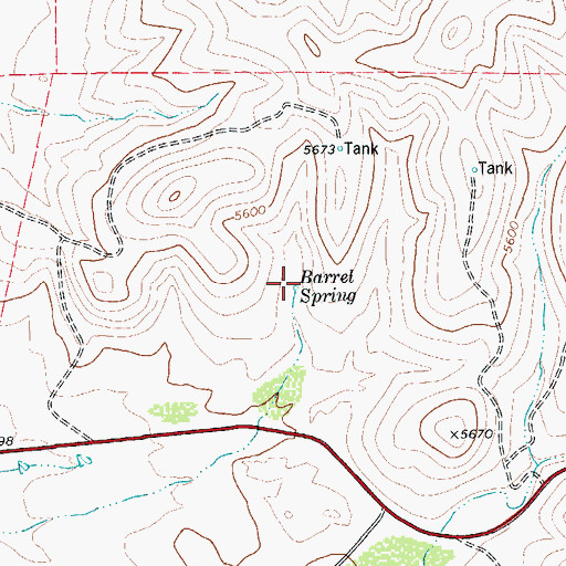 Topographic Map of Barrel Spring, TX