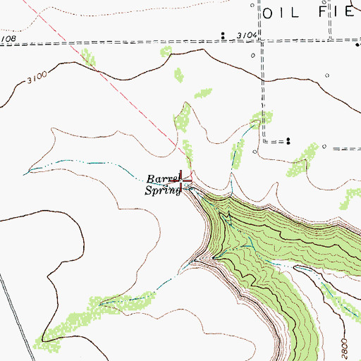 Topographic Map of Barrel Spring, TX