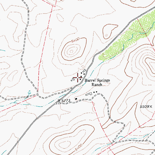 Topographic Map of Barrel Springs Ranch, TX