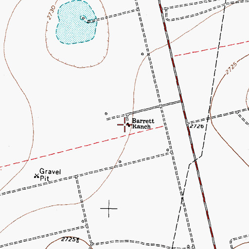 Topographic Map of Barrett Ranch, TX
