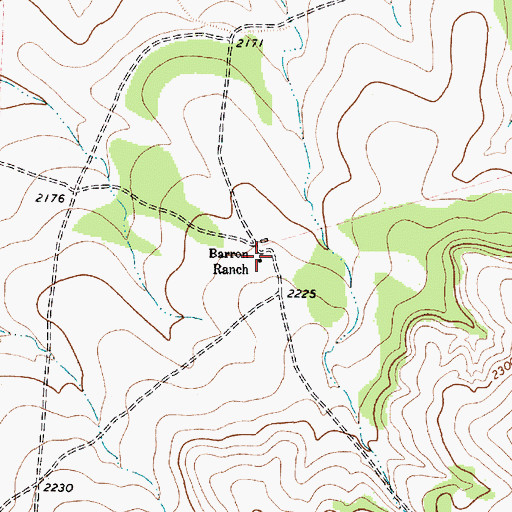Topographic Map of Barron Ranch, TX