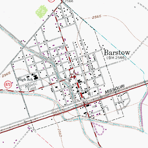 Topographic Map of Barstow, TX