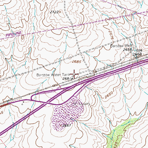 Topographic Map of Barstow Water Tank, TX