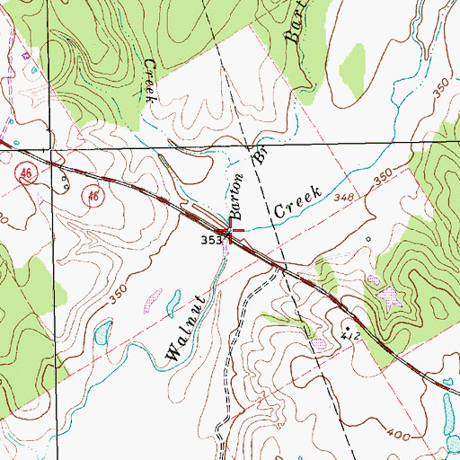 Topographic Map of Barton Branch, TX